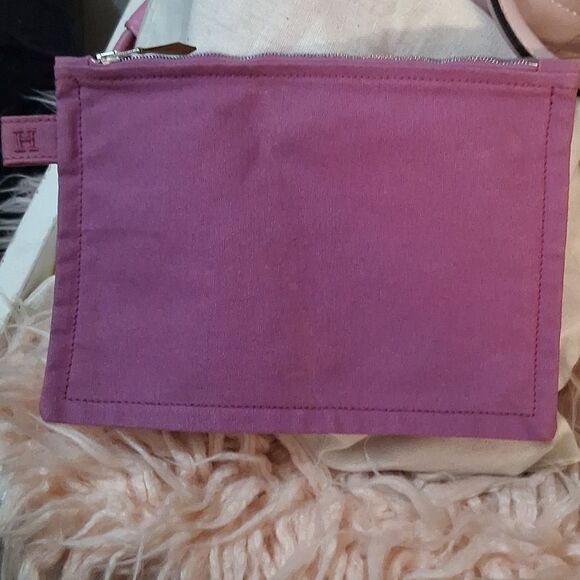 Authentic Hermès Pink Bora Bora Pouch Canvas Small Clutch Cosmetic Case - Picture 1 of 16